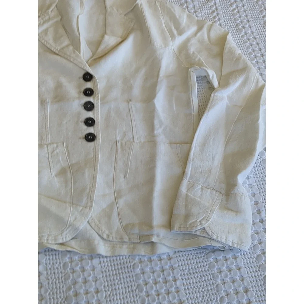 CP Shades 100% Linen Jacket Button USA Made‎ White Sz Medium Lagenlook